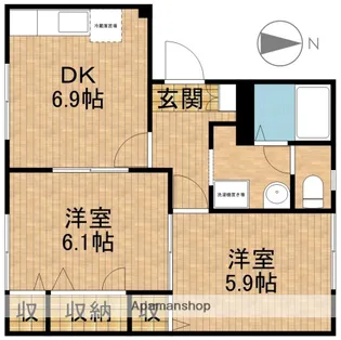 ライフコーポむらかみ【1階】の間取り