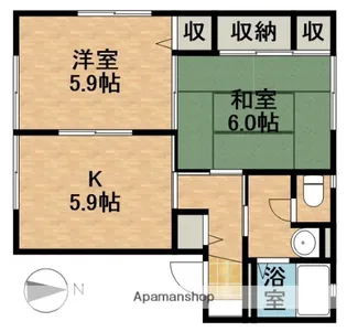 オーシャンヒルズG【201号室】の間取り