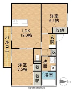 フラワーヒルC【1階】の間取り