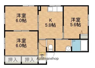 オーシャンヒルズB【102号室】の間取り