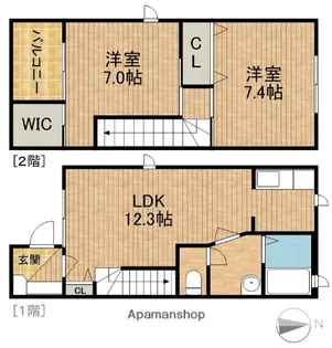 シエロアスール【101号室】の間取り