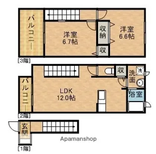 シャルマンタツミA【203号室】の間取り
