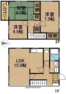 静岡県浜松市中央区蜆塚4丁目【テラスハウス】の間取り