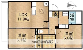 サニーコートC【1階】の間取り