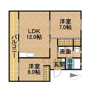 グリーンハイツ萩丘B【3階】の間取り