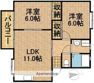 エスペランス広沢B【2階】の間取り