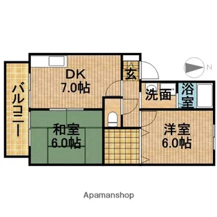 アルカディア【205号室】の間取り