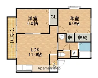 ヴィラ内山B【102号室】の間取り
