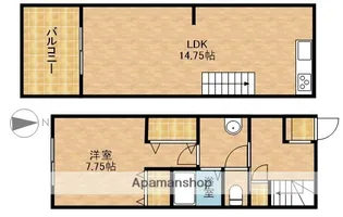 静岡県浜松市中央区小豆餅1丁目【テラスハウス】の間取り