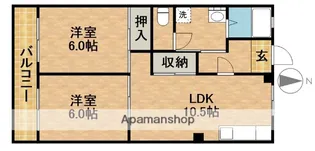 2LDKの間取り画像