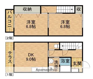 静岡県浜松市中央区幸4丁目【テラスハウス】の間取り