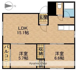グレイスメゾン【1B号室】の間取り