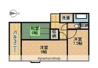 SOUTH−MINY【202号室】の間取り