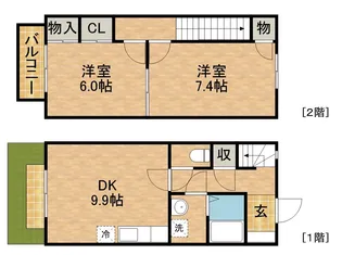 静岡県菊川市加茂【テラスハウス】の間取り