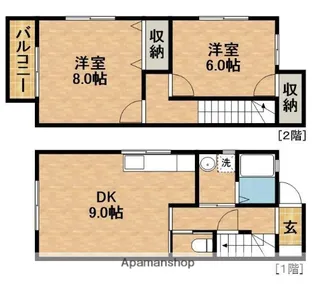 静岡県浜松市中央区楊子町【テラスハウス】の間取り