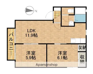 アステルA【203号室】の間取り