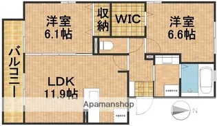 サニーコートC【1階】の間取り