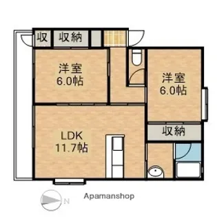 コーポフォーリーフA【1階】の間取り