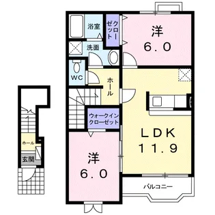 プラシードⅡ【2階】の間取り