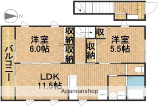 ラルベルデ【201号室】の間取り