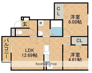 モナリエコートⅡ【1階】の間取り
