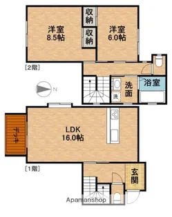 静岡県浜松市中央区蜆塚1丁目【テラスハウス】の間取り