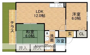 タウンハウス愛野公園D【1階】の間取り