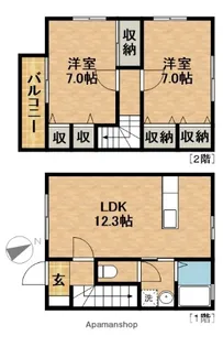 静岡県浜松市中央区葵西5丁目【テラスハウス】の間取り