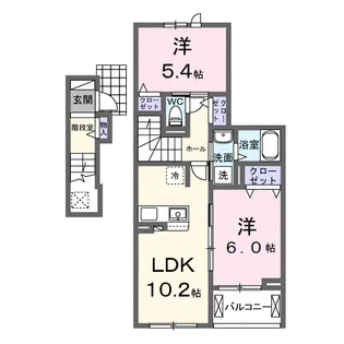 ベル グリシーヌ【2階】の間取り