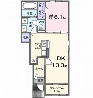 ラフィーネKⅢ【1階】の間取り
