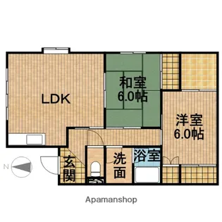 コーポ飛鳥B【2階】の間取り
