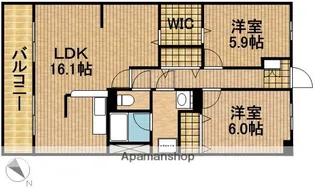 長屋マンション【2階】の間取り