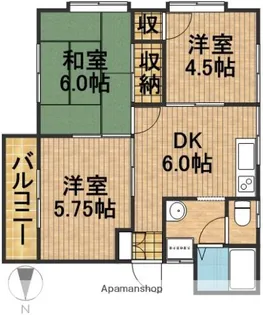 グリーンハイツ萩原B【2階】の間取り