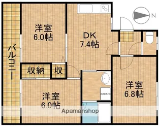 カーサ・ヴェルデB【201号室】の間取り