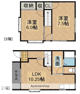 静岡県浜松市中央区鴨江2丁目【テラスハウス】の間取り