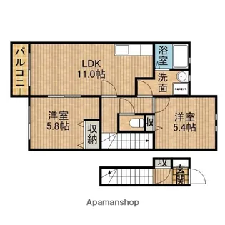 アーリーリバーD【2階】の間取り