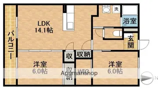 シャン・ド・フルール【2階】の間取り