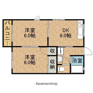 シャルム岸町【201号室】の間取り
