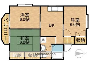 サンハイツ大門【201号室】の間取り