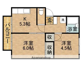 エステートピアEBIOKA【205号室】の間取り