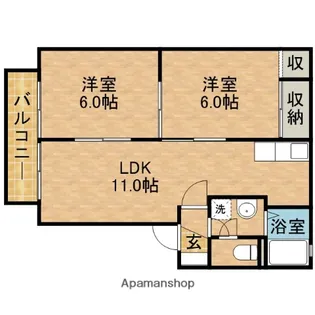 パティオリバーサイドⅡ【2階】の間取り