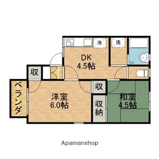 コーポ服部神具【102号室】の間取り