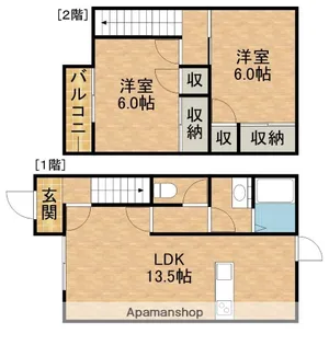 静岡県浜松市中央区篠ケ瀬町【テラスハウス】の間取り