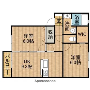 サンビレッジD【1階】の間取り