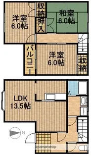 静岡県浜松市中央区神田町【テラスハウス】の間取り