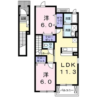 メゾン・ドゥ・アベェニールA【2階】の間取り