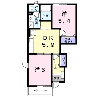 カーサ・プラテリーアA【1階】の間取り