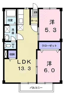 2LDKの間取り画像