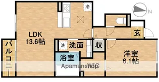 ウィットSENGEN B棟【1階】の間取り