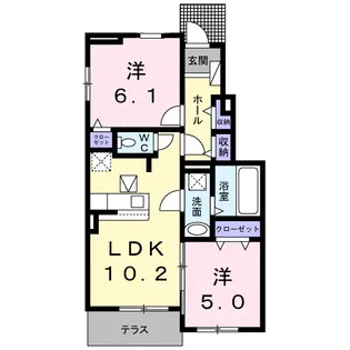 レ・トロワ・オリヴィエ【1階】の間取り